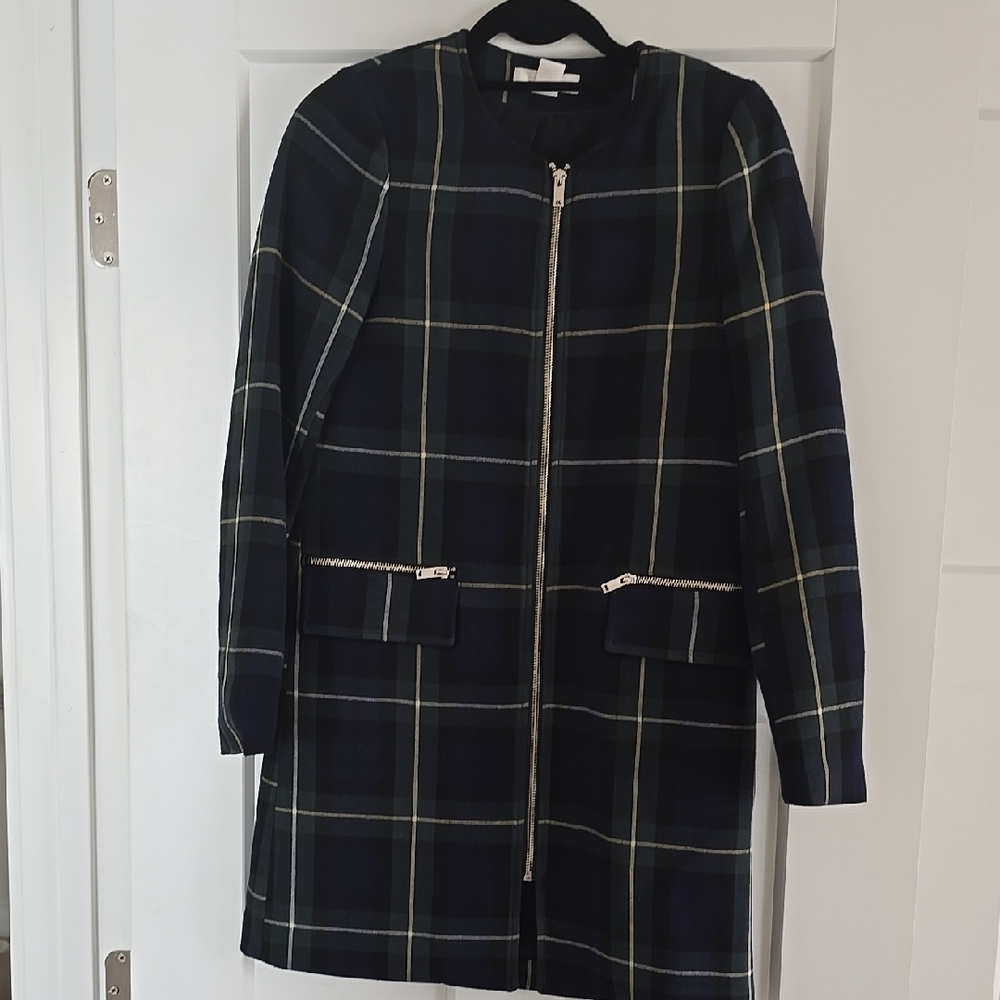 H & M Plaid Zip-Up Coat